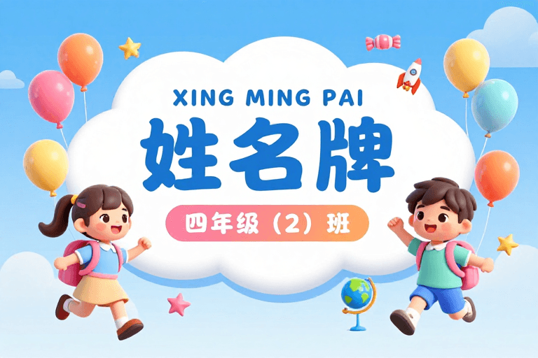 蓝天背景素材：梦幻蓝天童趣班级标识海报