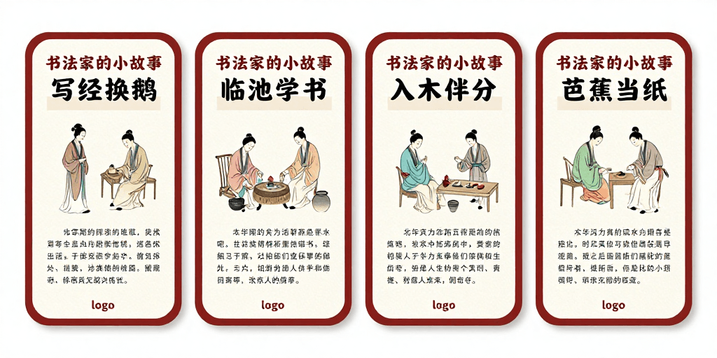 工笔插画素材：书法故事：传统与现代融合的文化海报
