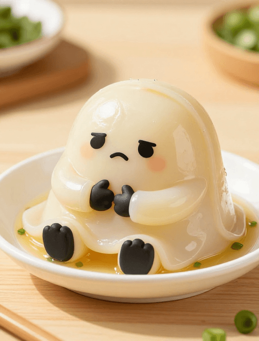 情绪表达素材：郁闷的凉皮：美食拟人情感插画