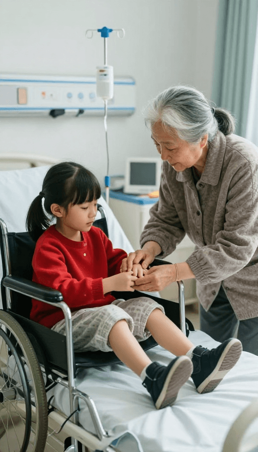 医院实拍素材：病房里的祖孙守护：温暖亲情治愈瞬间