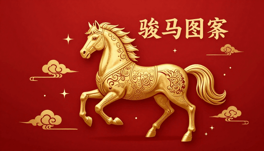 金色骏马素材：华美金色骏马：星空云纹下的古典华章