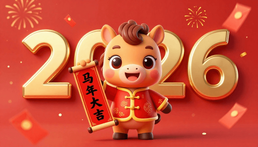 金色光斑素材：喜庆3D小马年大吉贺岁图