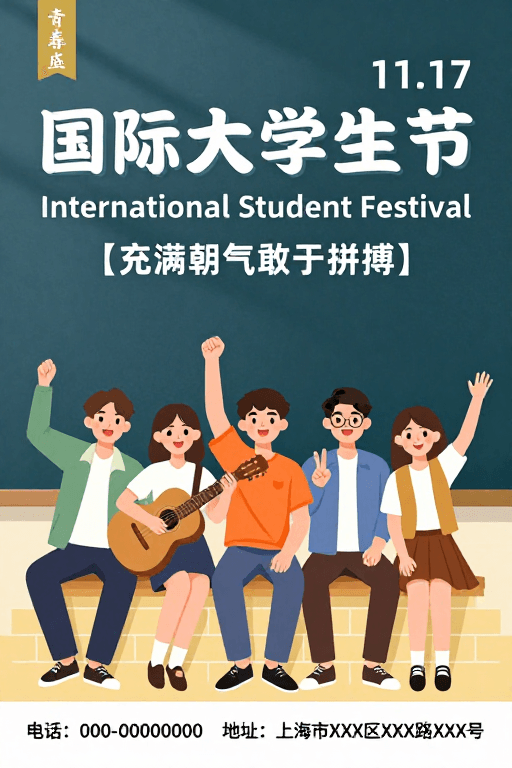 国际大学生节素材：国际大学生节活力青春海报