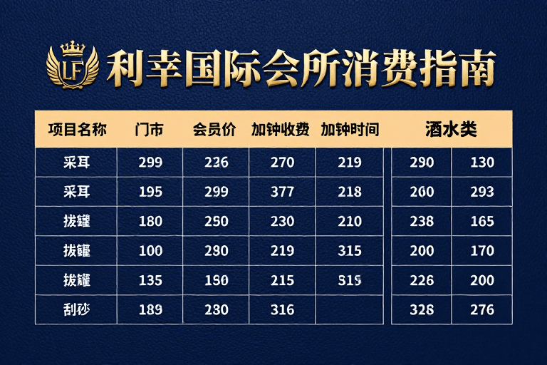 信息可视化素材：利丰国际会所消费指南：奢华服务与尊享定价一览