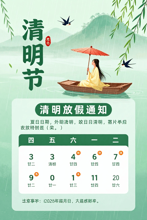 莫兰迪色系素材：清明佳节 · 莫兰迪手绘诗意海报