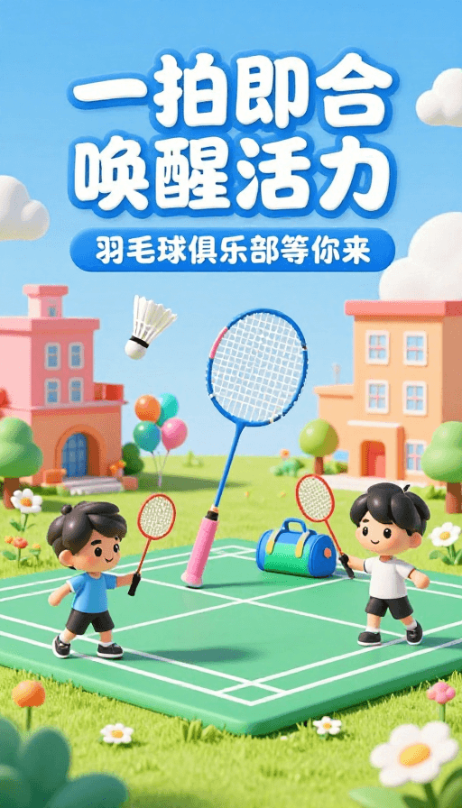 Q版角色素材：活力瞬间：一拍即合的羽毛球时光