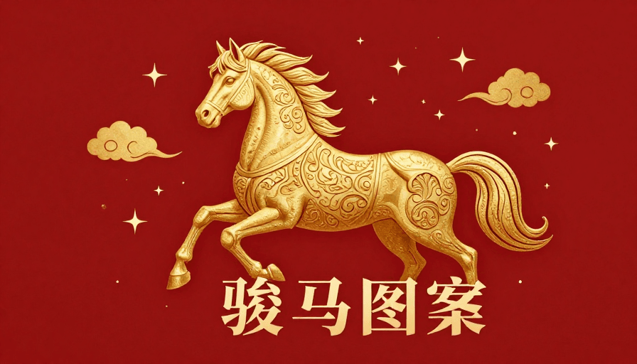 金色骏马素材：华丽金骏：星光云纹下的祥瑞骏马