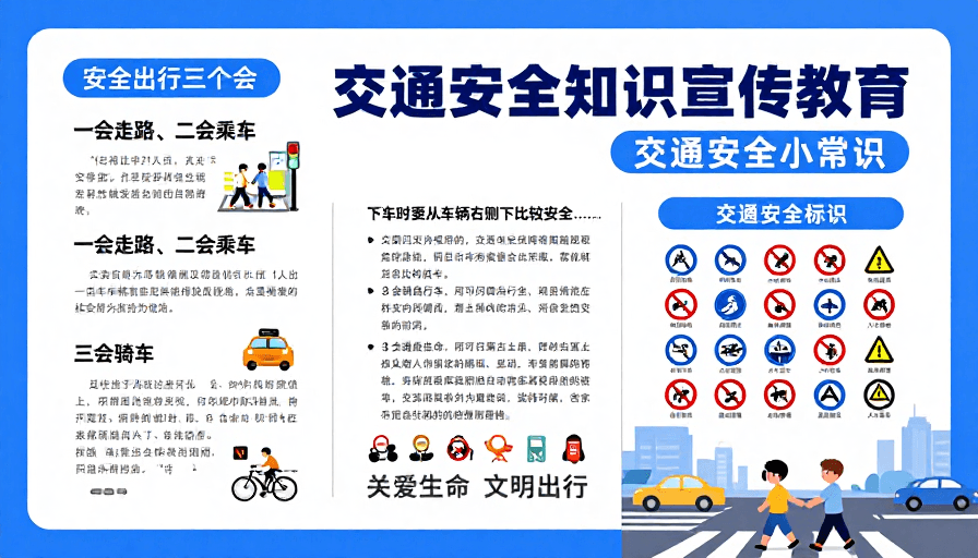宣传用图素材：清新专业交通安全知识宣传海报设计