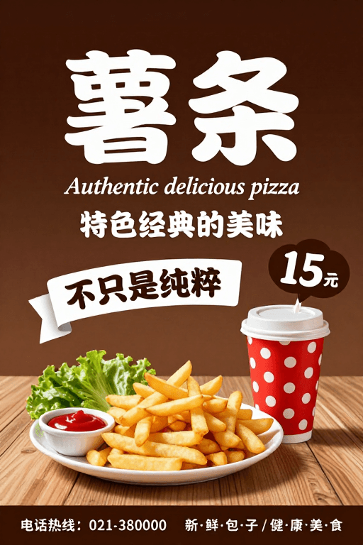 薯条素材：温暖氛围下的经典美味薯条广告
