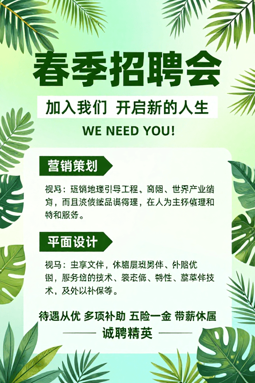春季招聘会素材：春季招聘会清新绿海报