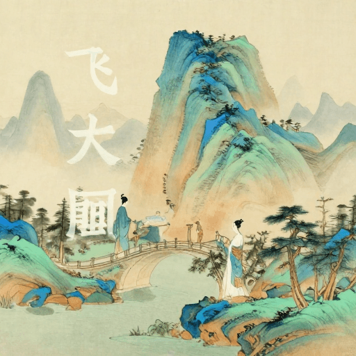 禅意空间素材：青绿山水水墨画：静谧悠然的禅意古韵画卷