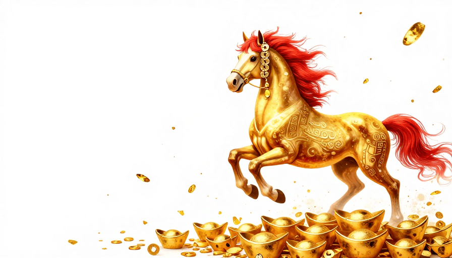 留白构图素材：金骏腾跃：春节动态生肖插画