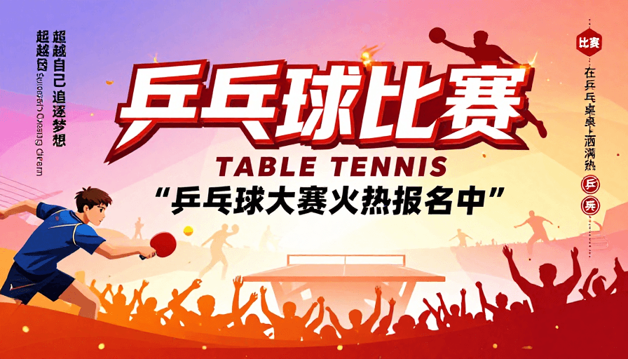 渐变色彩素材：燃动乒乓竞技盛典海报