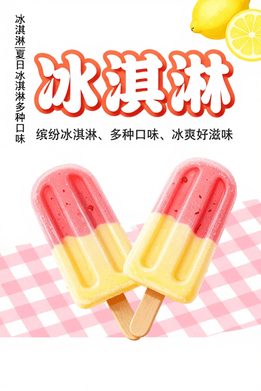 3D设计素材：夏日缤纷冰淇淋插画海报