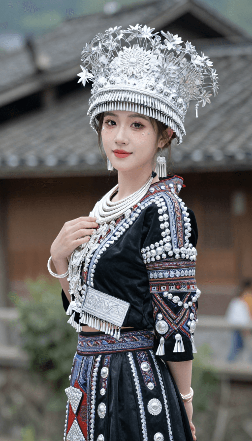 传统服饰素材：畲族传统服饰美女写真：民族文化之美