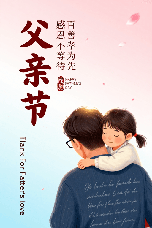 亲子互动素材：温情手绘父亲节海报：亲情陪伴与感恩时刻