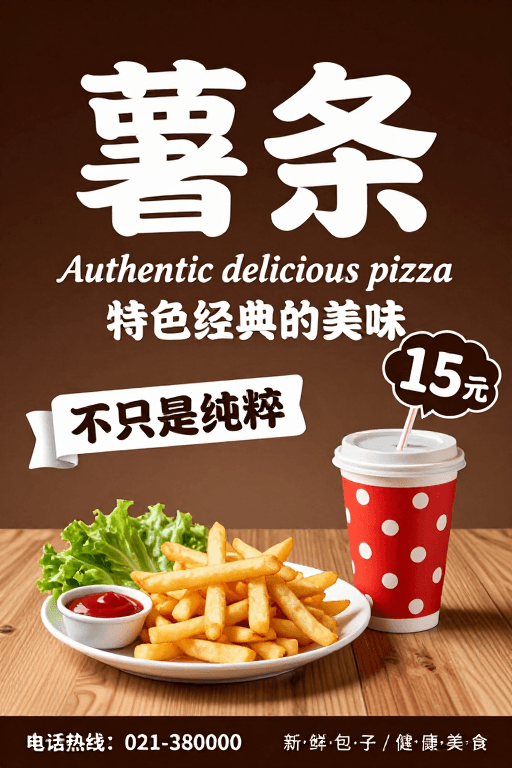 广告设计素材：经典美味薯条，高级美食体验