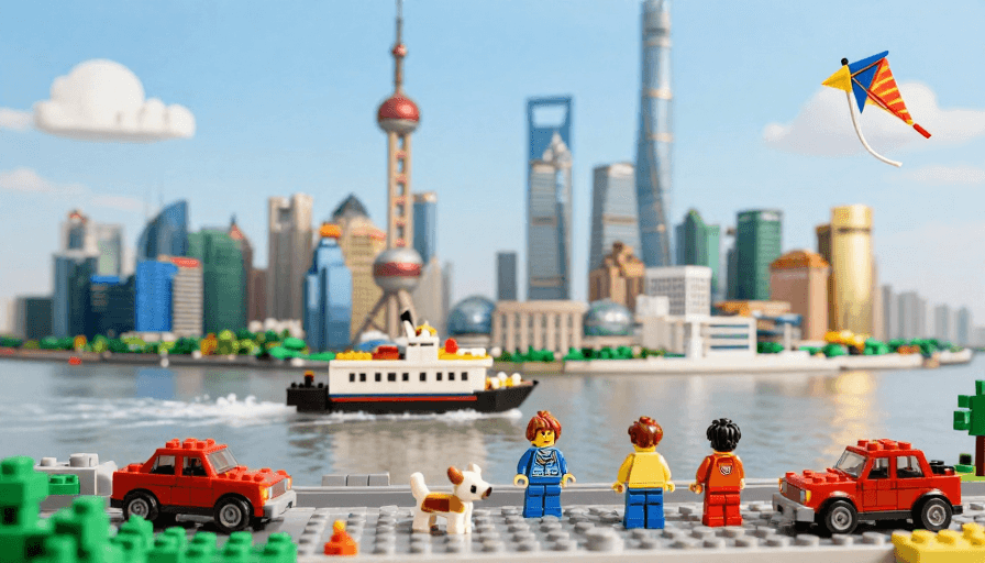 上海外滩素材：乐高上海外滩：童趣微缩场景定格动画
