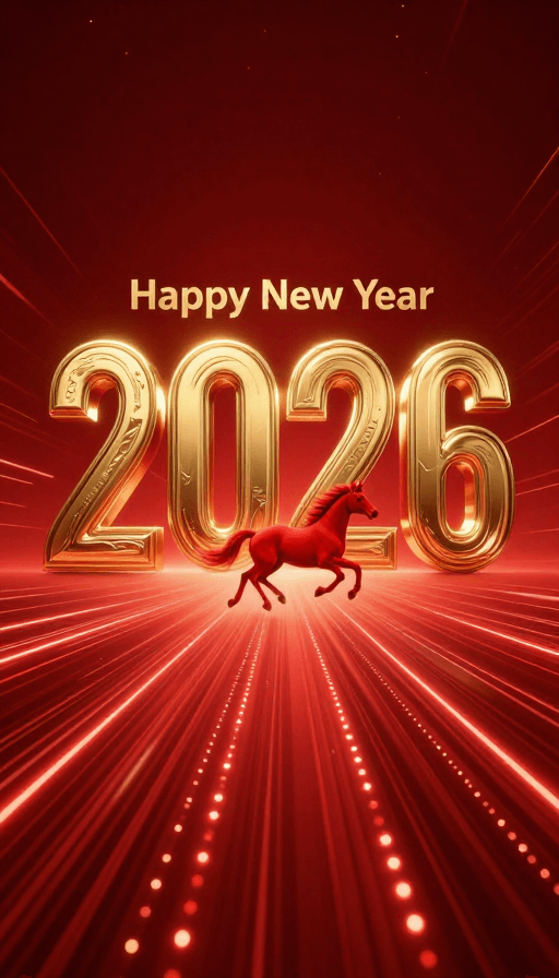 C4D渲染素材：未来科技新年倒计时：金色数字骏影穿梭时空