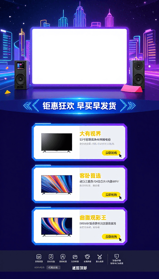 未来都市素材：赛博朋克科技风电商促销背景图
