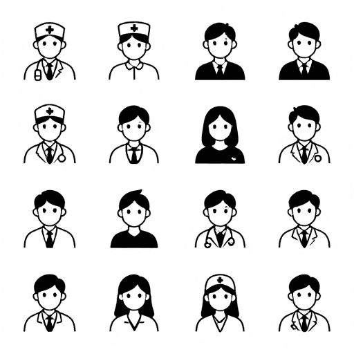 UI设计素材素材：极简黑白医疗职业人物图标集