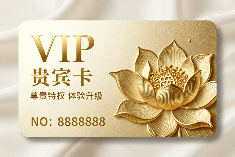 金色浮雕素材：金色浮雕质感VIP贵宾卡设计，丝绸纹理与东方美学