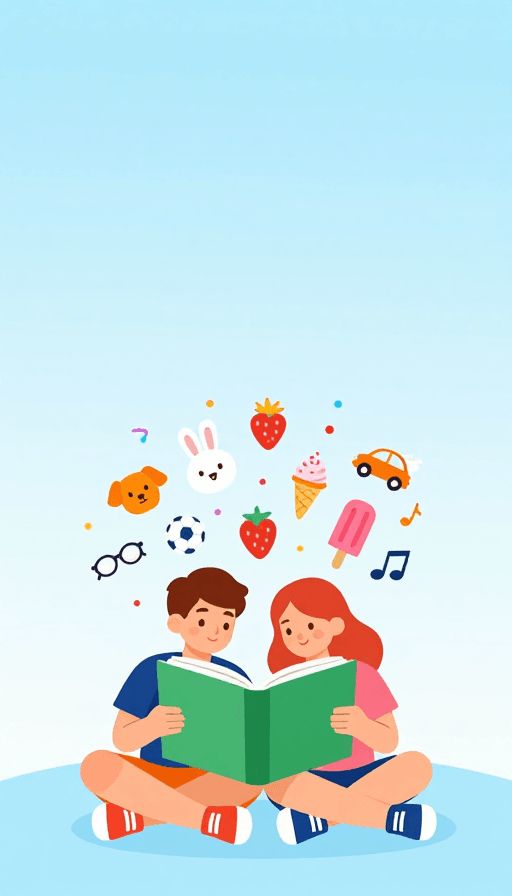 儿童阅读素材：童年阅读时光：活泼童趣扁平插画