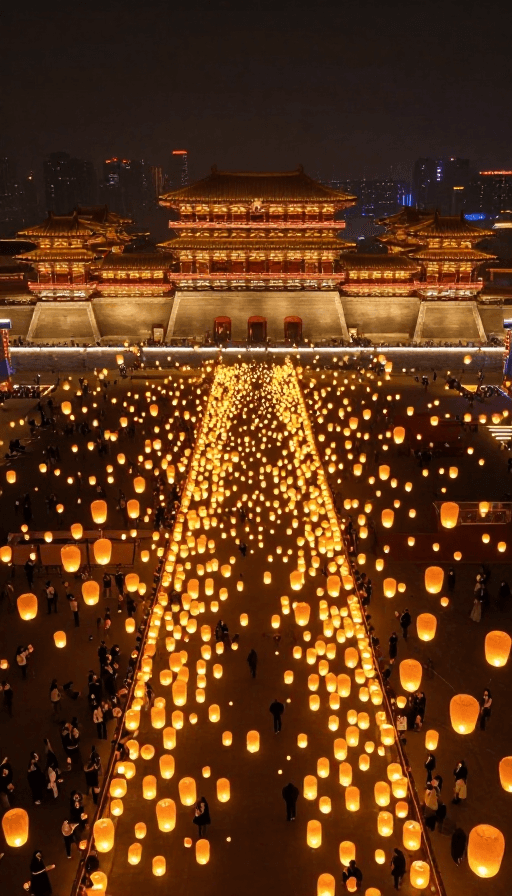 孔明灯素材：大秦阿房宫：灯火辉煌中的历史震撼