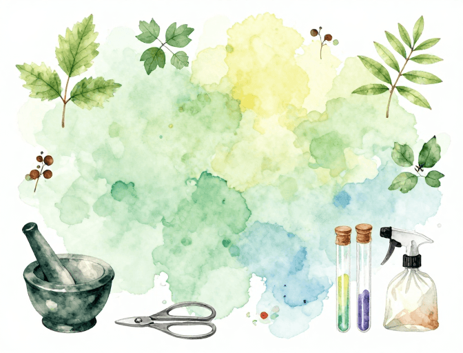 水彩晕染素材：春韵水墨晕染：极简中草药意境PPT背景