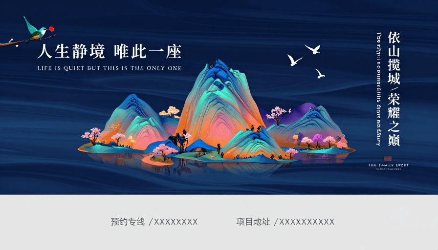 品牌设计素材：静境之上荣耀之巅：高端地产意境宣传图