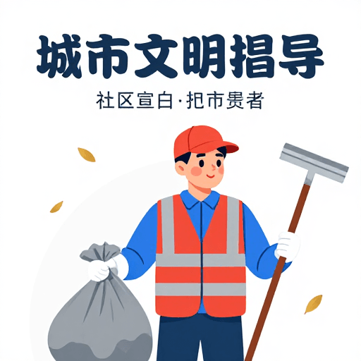 环保公益素材：环卫守护城市：清新插画倡导文明