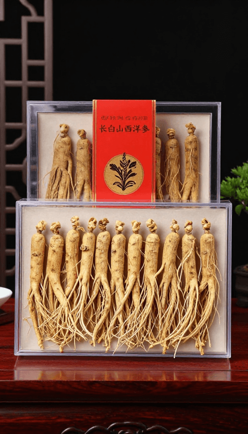 新中式风格素材：长白山西洋参高端礼盒：传统滋补与现代美学融合