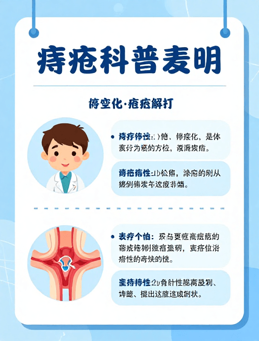预防方法素材：痔疮健康科普：插画解析常见误区与预防方法