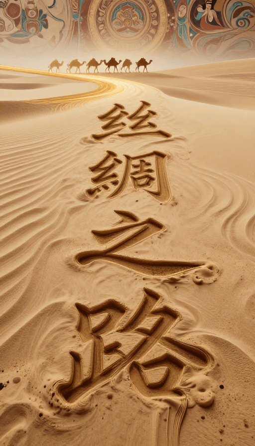 敦煌壁画素材：流沙丝路·敦煌狂草的三维艺术