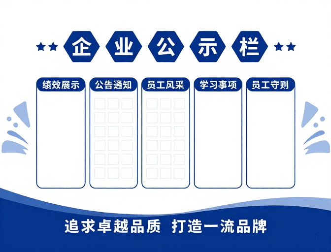 文化墙设计素材：现代蓝色扁平化企业宣传板设计