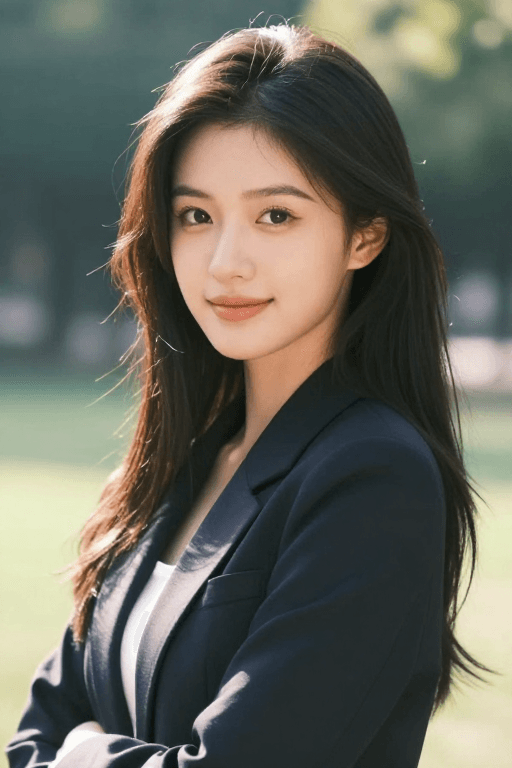 清纯美女素材：自信高傲的女神：公园光影人像