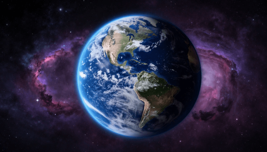 科幻氛围素材：悬浮地球：光影交织的宇宙秘境