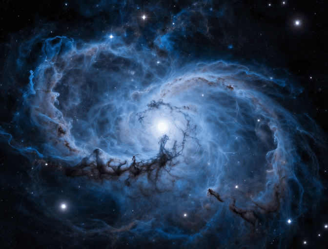 高清实景素材：深蓝星云与闪烁恒星：科幻宇宙视觉盛宴