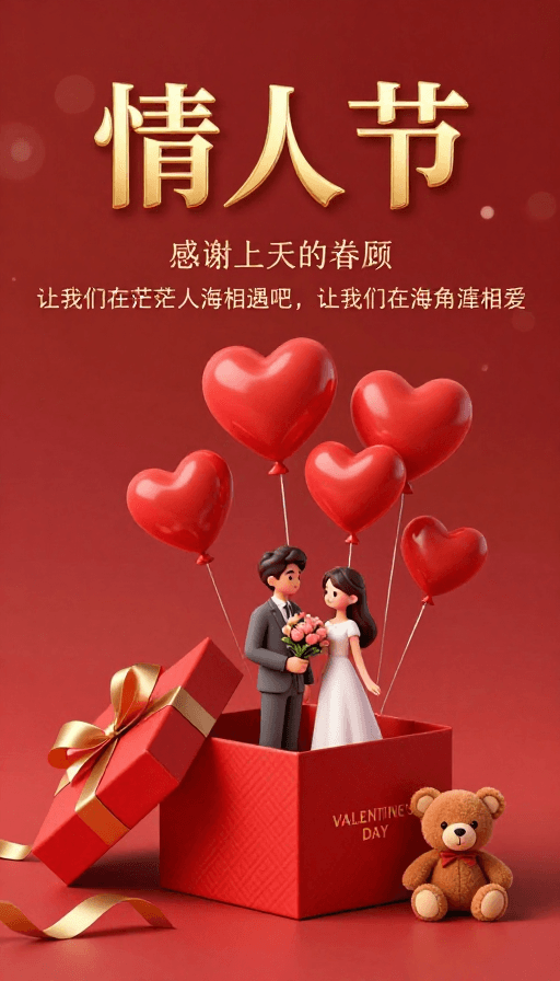 红金渐变素材：浪漫情人节海报：红金渐变温馨甜蜜