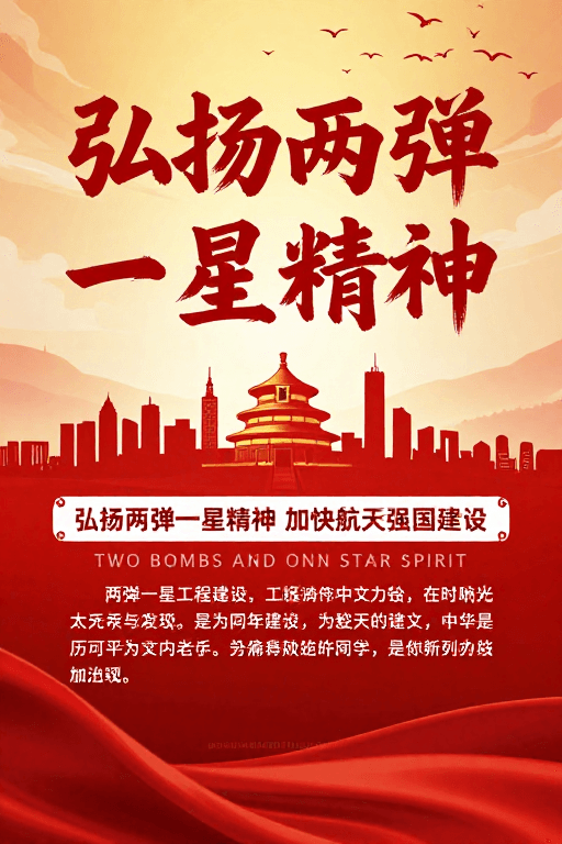 两弹一星精神素材：弘扬两弹一星精神：红色大气时代精神宣传