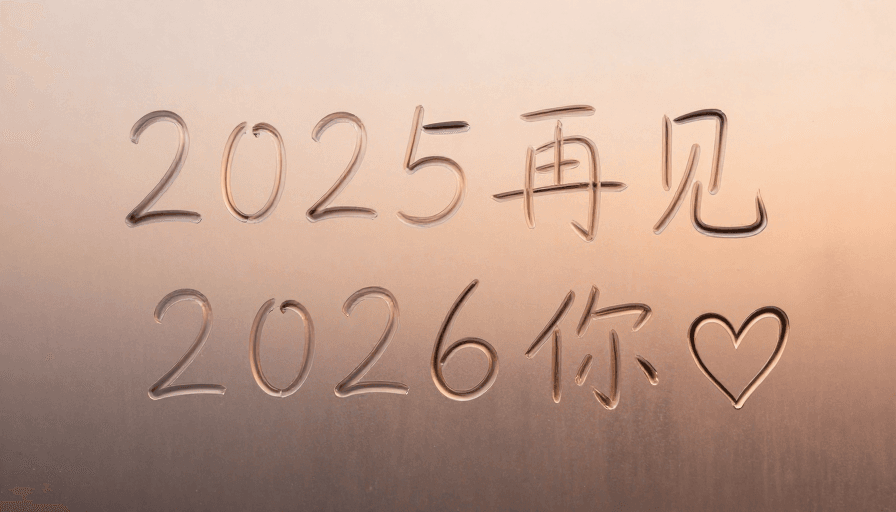唯美意境素材：2026启程：暖光玻璃上的告别与希望