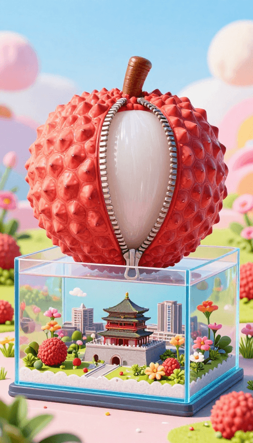 微缩景观素材：荔枝拉链中的长安：梦幻3D微缩景观