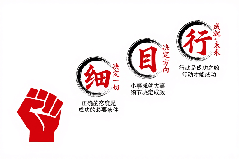 视觉引导素材：成功之道：态度细节目标行动并重