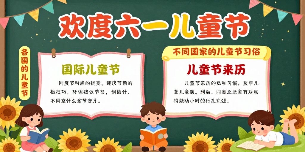 儿童阅读素材：六一儿童节庆祝海报：童趣插画与多彩习俗