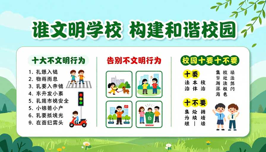 公益宣传素材：创建文明学校 构建和谐校园