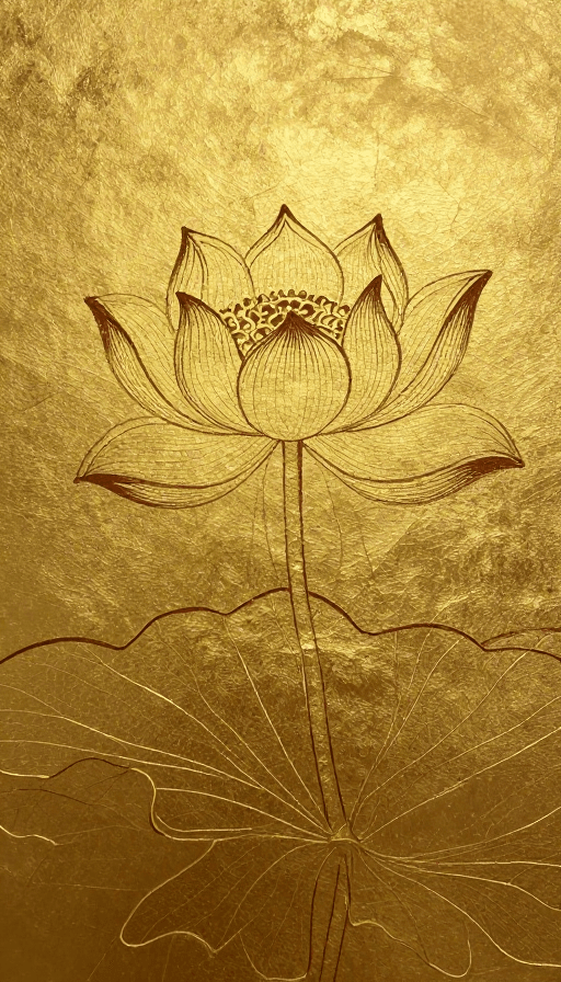 金箔艺术素材：敦煌金线莲花：简约国风艺术之美