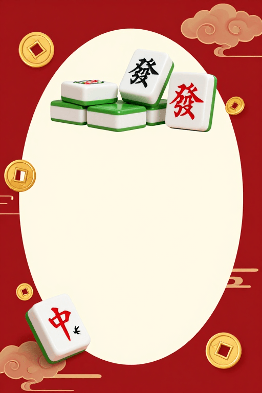 春节元素素材：五福临门 红色喜庆麻将吉祥图
