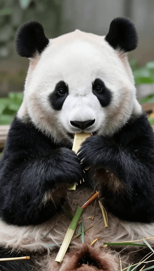 美食插画素材：萌态熊猫大快朵颐：美味面条诱惑