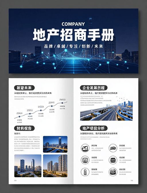 专业排版素材：现代商务地产招商手册科技感设计