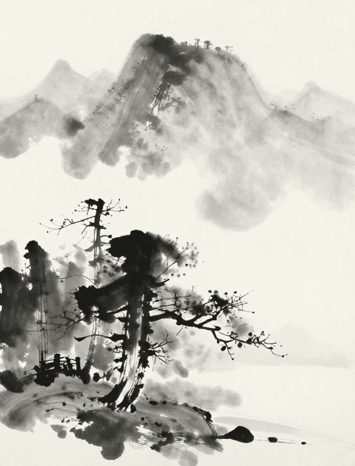 中国传统绘画素材：朦胧山水：东山魁夷式水墨意境